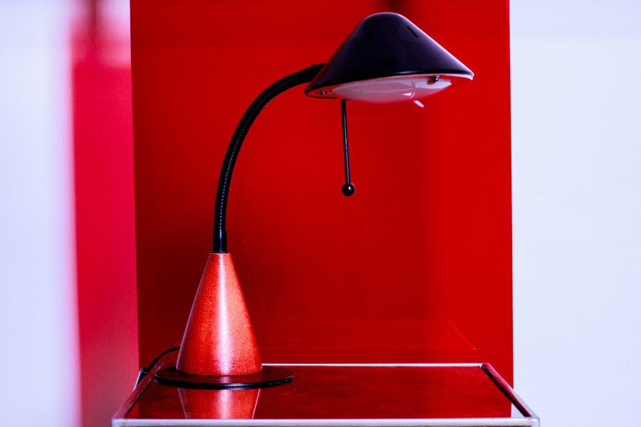 Teak cone desk lamp