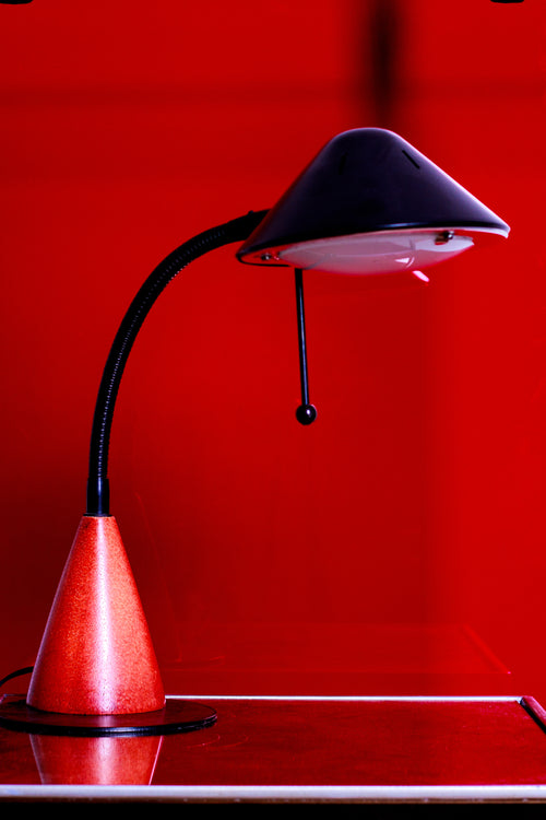 Teak cone desk lamp