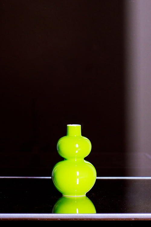 Chartreuse cased glass gourd vase
