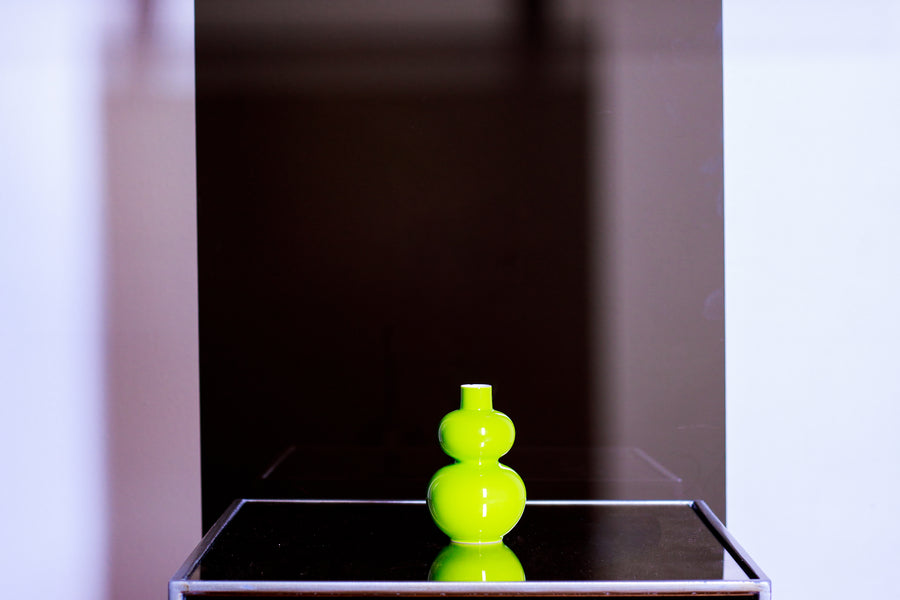 Chartreuse cased glass gourd vase
